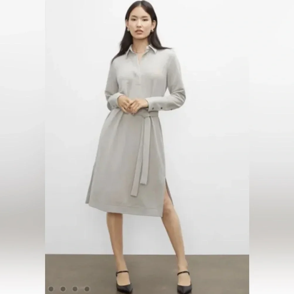 Club Monaco sage green midi dress tie belt side slits size small p - Picture 1 of 9